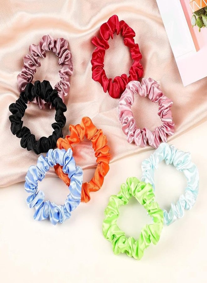 CHIROGRAPHY 12 Pcs Luxury Satin Silk Hair Ties Small Scrunchies for Women Girls Ponytail Holders 12 Pcs Mini Bulk Scrunchies Elastic Hair Bands for Thick Curly Hair Pony Tails Hair Ties - Image 5
