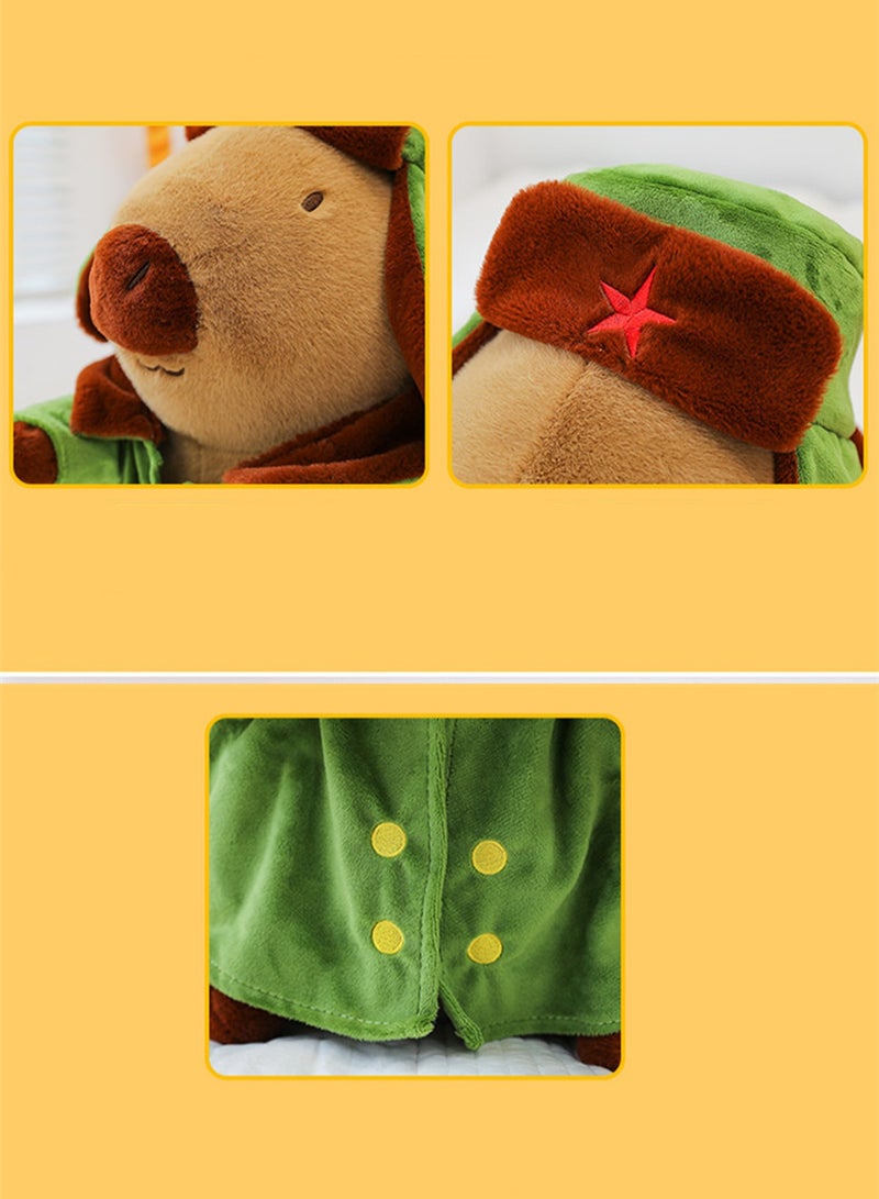 Cute Capybara Plush Toy Soft Stuffed Cute Doll Gift for Boys and Girls of All Ages (Green Coat + Hat) Style - 28cm  - Image 3