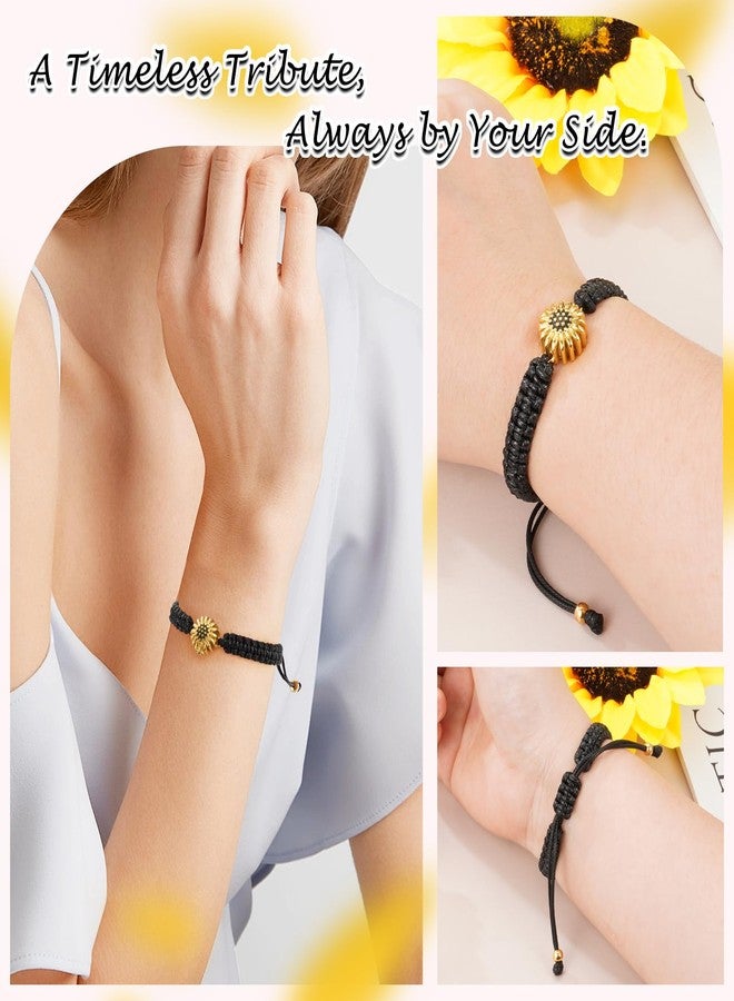 abooxiu Urn Bracelet for Ashes Sunflower Cremation Jewerlry Ashes Bracelet Memorial Cremation Bracelets Urn Jewelry for Ashes of Loved Ones Adjustable Braided Rope for Women - Image 5