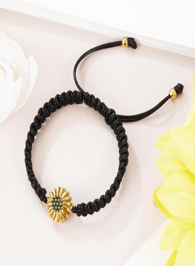 abooxiu Urn Bracelet for Ashes Sunflower Cremation Jewerlry Ashes Bracelet Memorial Cremation Bracelets Urn Jewelry for Ashes of Loved Ones Adjustable Braided Rope for Women - Image 4