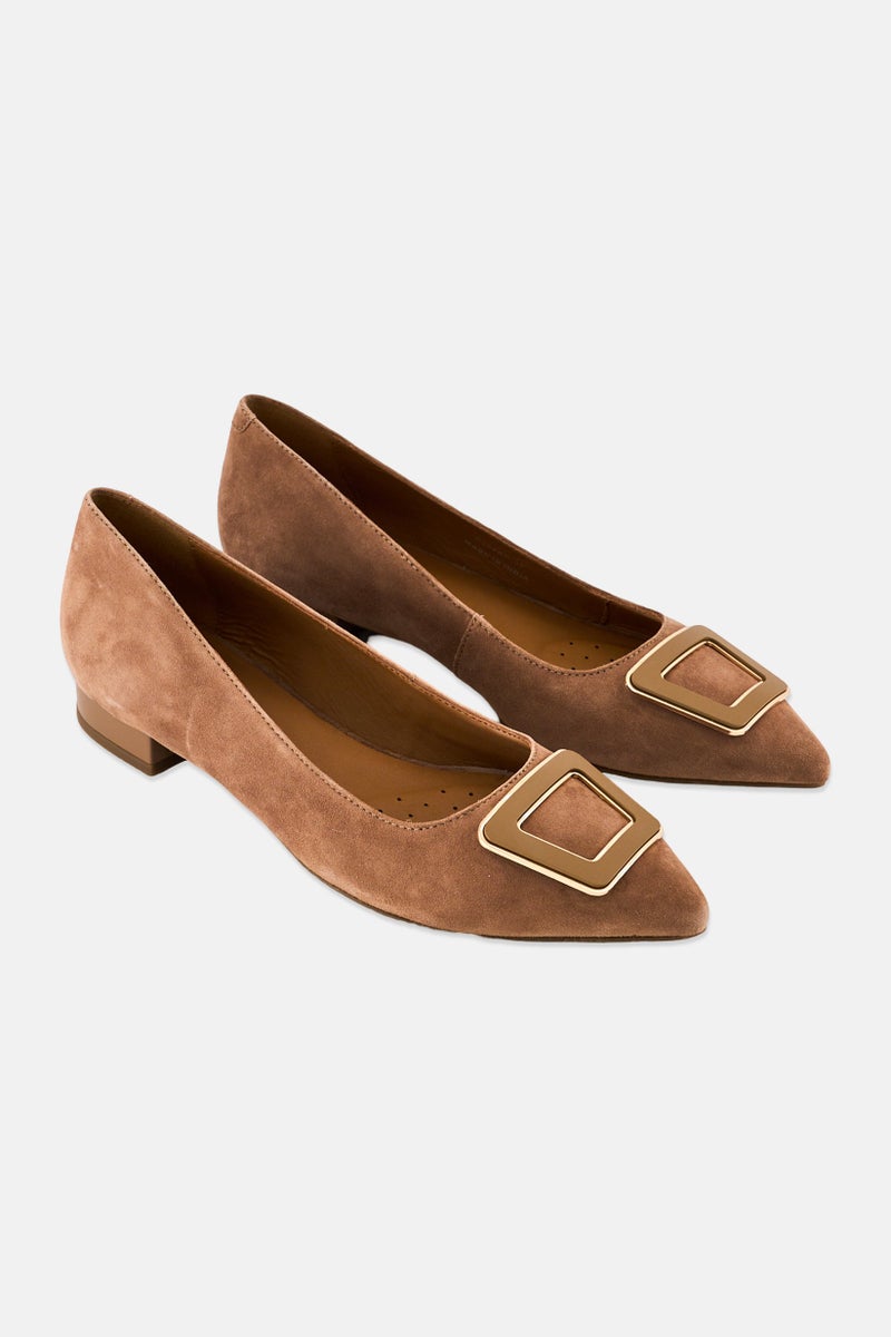 GEOX Women D Charyssa Slip On Suede Shoes, Tan  - Image 1