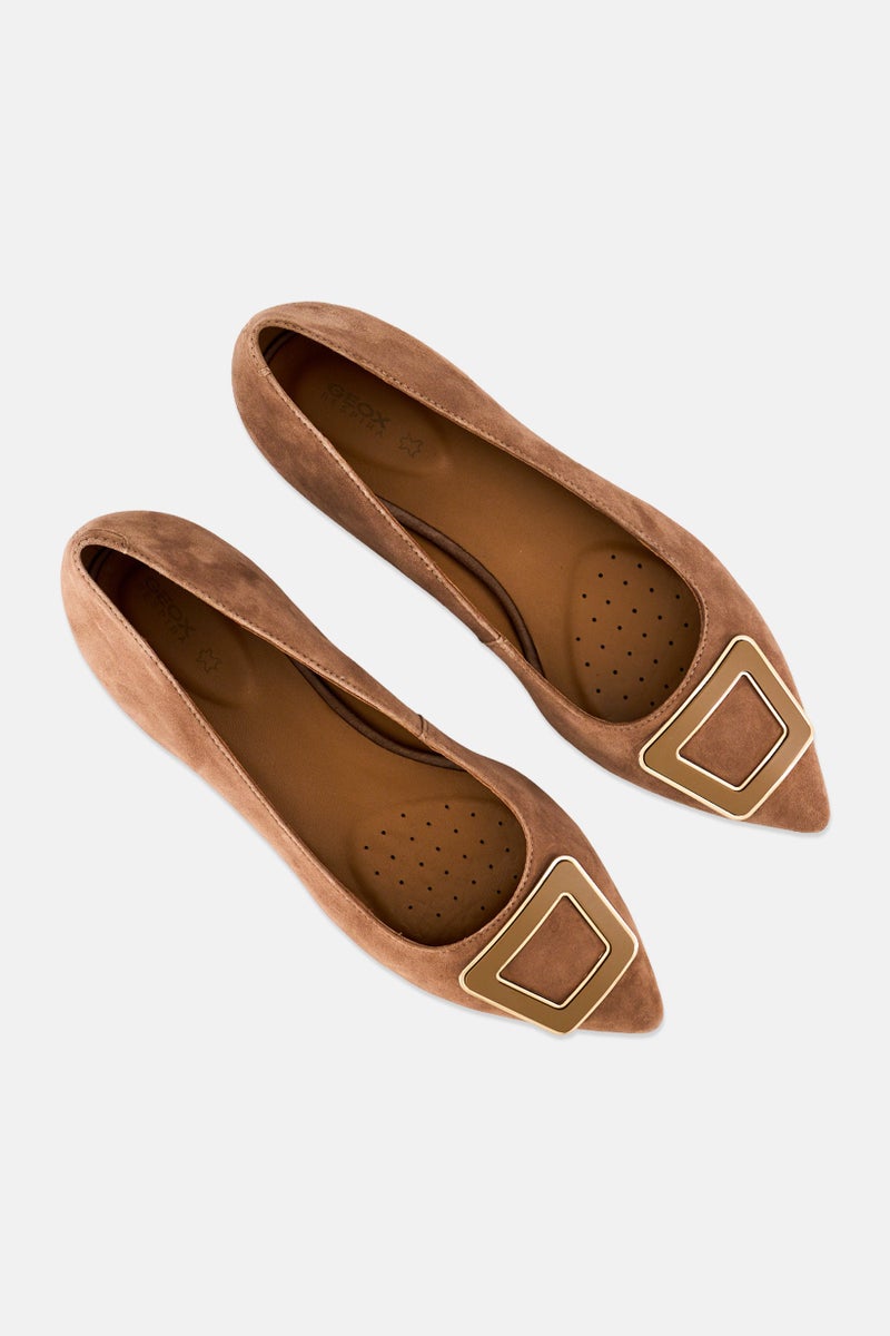 GEOX Women D Charyssa Slip On Suede Shoes, Tan  - Image 4