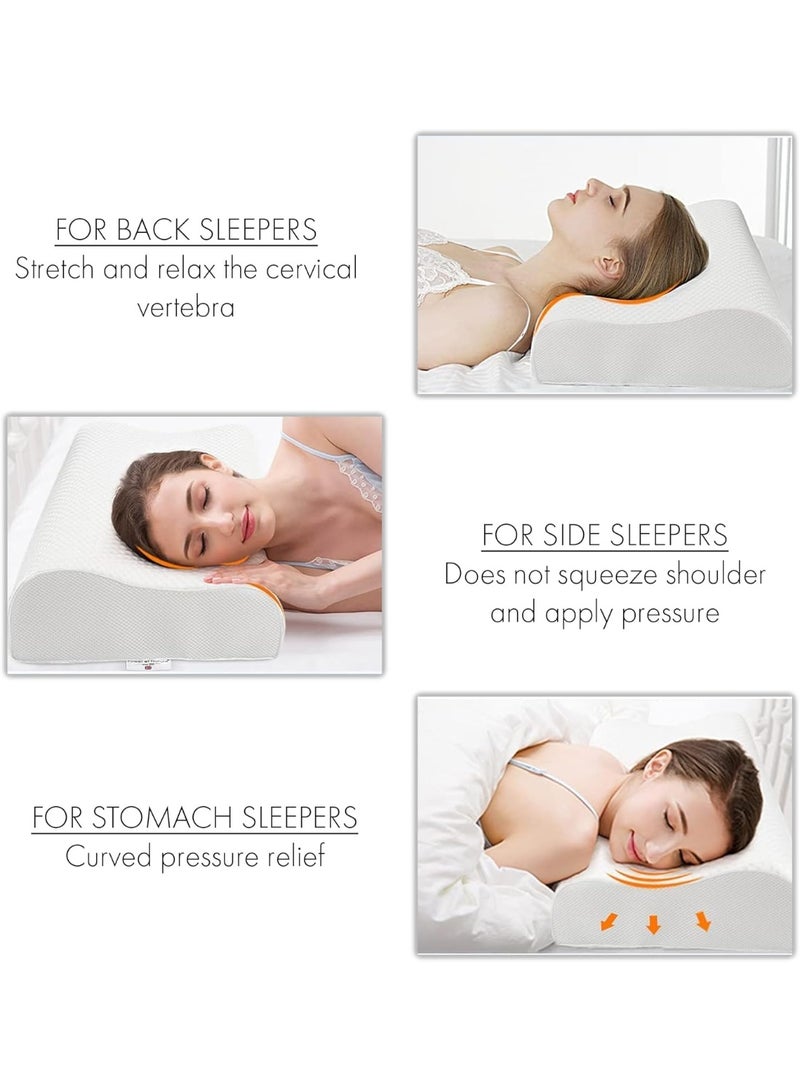 Ergonomic Memory Foam Pillow for Neck Pain Relief – Contoured Orthopedic Support for Side and Back Sleepers – High-Density Cervical Bed Pillow with Breathable, Washable Cover – 30 x 50 cm, White - Image 4