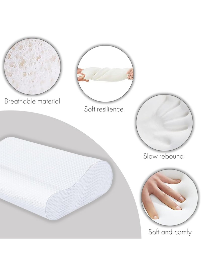 Ergonomic Memory Foam Pillow for Neck Pain Relief – Contoured Orthopedic Support for Side and Back Sleepers – High-Density Cervical Bed Pillow with Breathable, Washable Cover – 30 x 50 cm, White - Image 3