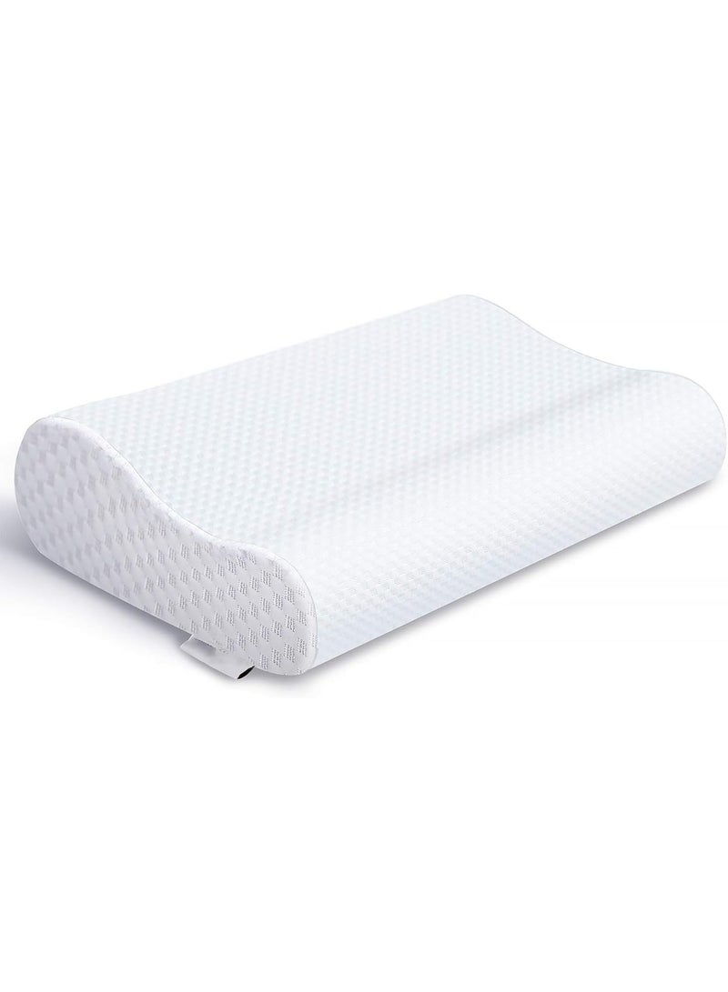 Ergonomic Memory Foam Pillow for Neck Pain Relief – Contoured Orthopedic Support for Side and Back Sleepers – High-Density Cervical Bed Pillow with Breathable, Washable Cover – 30 x 50 cm, White - Image 1