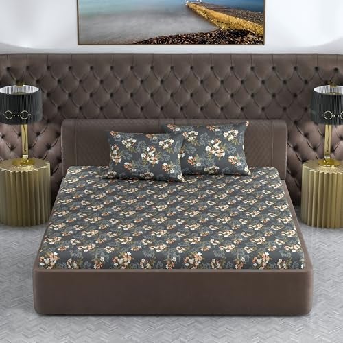 Divine Casa 144 TC 100% Cotton Double Bedsheet Set with 2 Pillow Covers | Soft and Breathable | Graphite Shade - Double Bed (222 X 254 cm) - Image 2