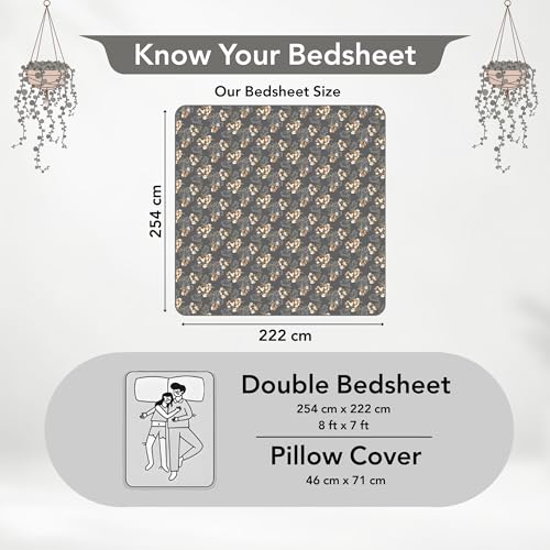 Divine Casa 144 TC 100% Cotton Double Bedsheet Set with 2 Pillow Covers | Soft and Breathable | Graphite Shade - Double Bed (222 X 254 cm) - Image 3