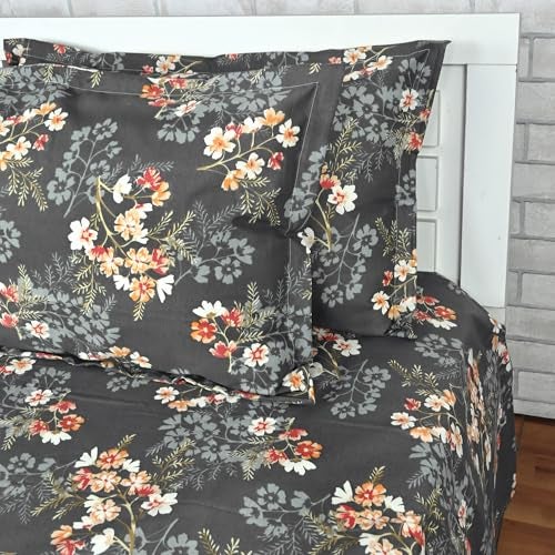 Divine Casa 144 TC 100% Cotton Double Bedsheet Set with 2 Pillow Covers | Soft and Breathable | Graphite Shade - Double Bed (222 X 254 cm) - Image 4