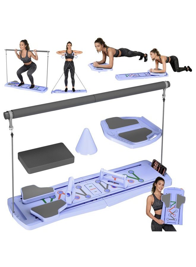 KVKVMO Pilates Board Pilates Reformer Set - Upgraded 7 in 1 Portable Pilates Board for Home Workout, Multifunctional Ab Trainer with Resistance Bands, Pilates Equipment for Women Full Body Workout - Image 1