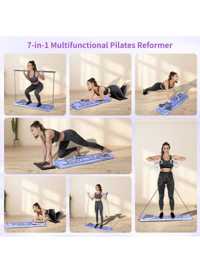 KVKVMO Pilates Board Pilates Reformer Set - Upgraded 7 in 1 Portable Pilates Board for Home Workout, Multifunctional Ab Trainer with Resistance Bands, Pilates Equipment for Women Full Body Workout - Image 3