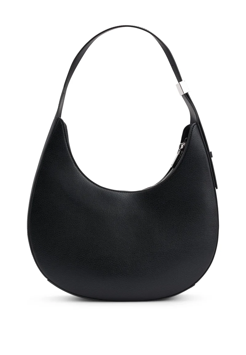 HUGO Faux-leather hobo bag with metallic logo lettering