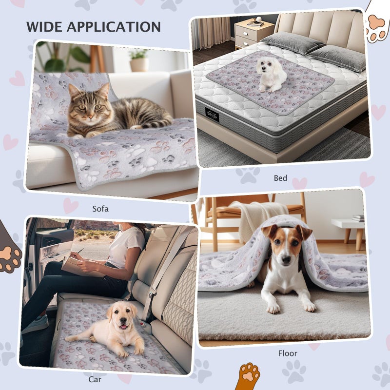 BVAGSS 6 Pack Small Dog Blanket, Super Soft Warm Pet Cover Blankets, Paw Print Puppy Fleece Flannel Blanket for Small Medium Dogs and Cats MW003 - Image 2