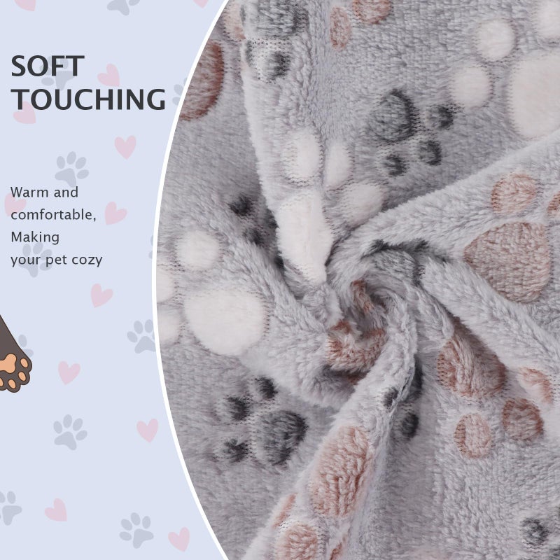 BVAGSS 6 Pack Small Dog Blanket, Super Soft Warm Pet Cover Blankets, Paw Print Puppy Fleece Flannel Blanket for Small Medium Dogs and Cats MW003 - Image 4
