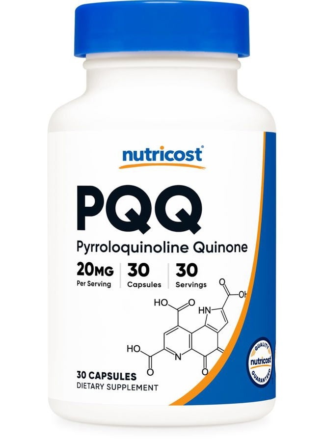 Nutricost PQQ (Pyrroloquinoline Quinone) 20mg, 30 Capsules - Vegetarian Capsules, Non-GMO, Gluten Free - Image 1