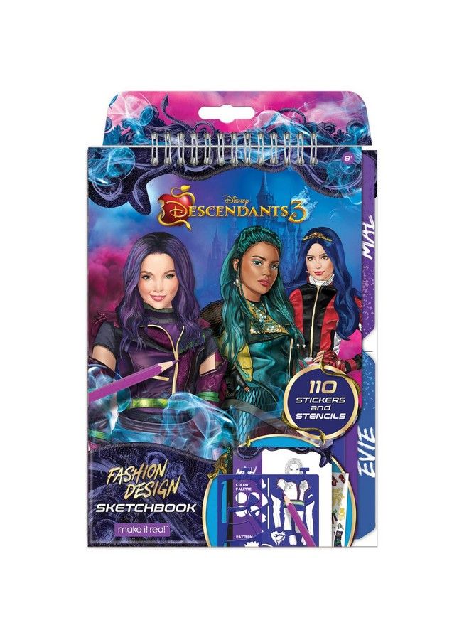Make It Real دفتر رسم ديزني ديسندانتس 3. كتاب رسم وتلوين تصميم الأزياء للبنات. يتضمن صفحات رسم إيفي وديسندانتس 3 واستنسلات وملصقات ودليل تصميم - Image 2