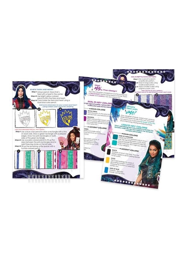 Make It Real دفتر رسم ديزني ديسندانتس 3. كتاب رسم وتلوين تصميم الأزياء للبنات. يتضمن صفحات رسم إيفي وديسندانتس 3 واستنسلات وملصقات ودليل تصميم - Image 4