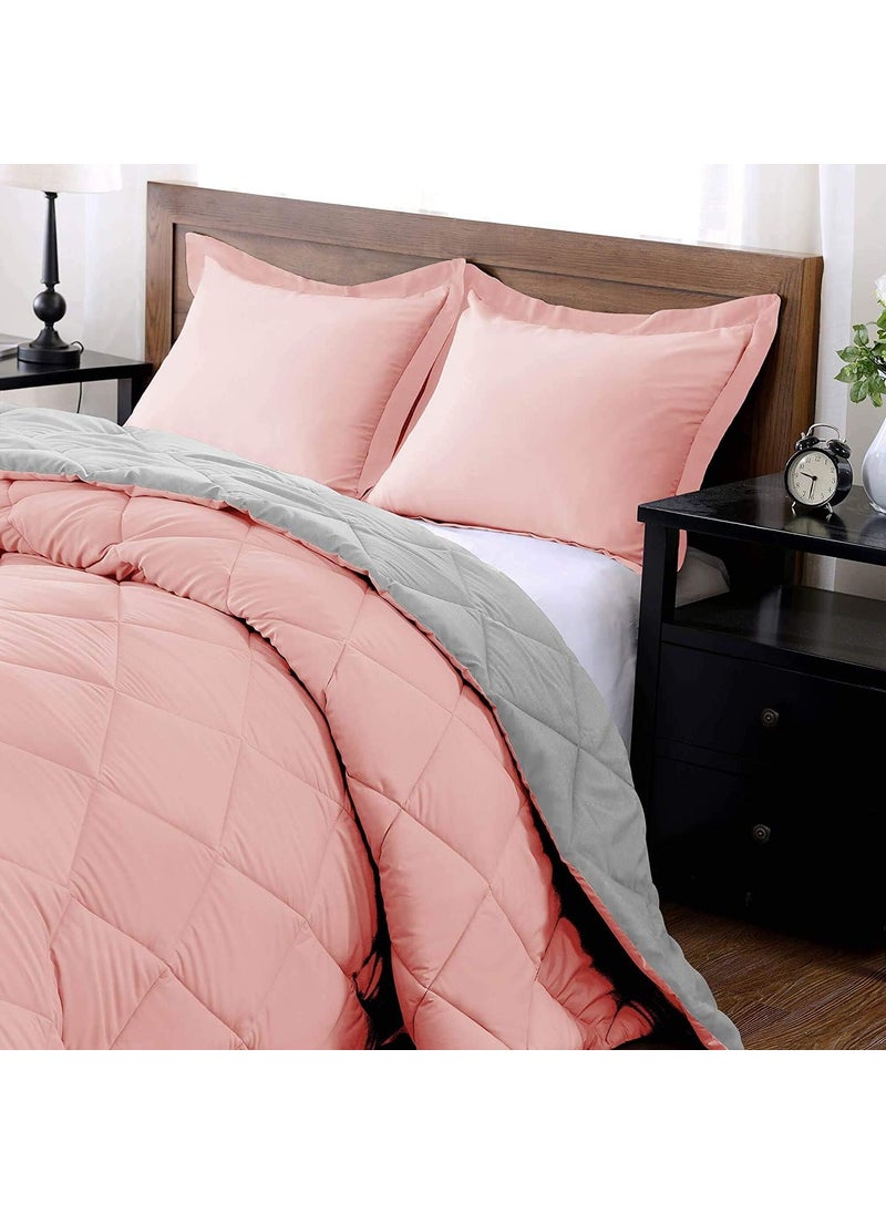 HS DESIGNING DREAMS HS DESIGNING DREAMS Microfiber Reversible AC ComforterBlanket Double Bed Ultra Soft Dual Colour 200 GSM Black Grey Peach Grey  - Image 3