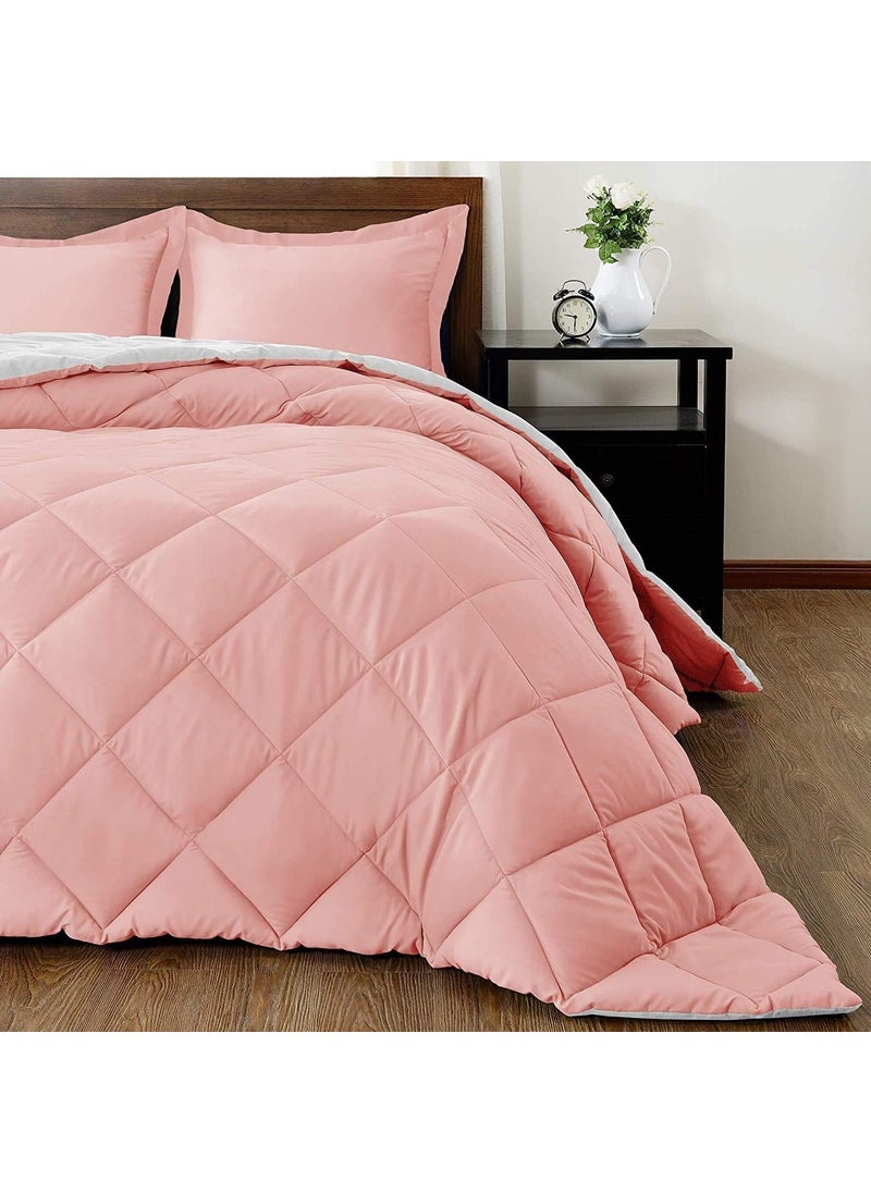 HS DESIGNING DREAMS HS DESIGNING DREAMS Microfiber Reversible AC ComforterBlanket Double Bed Ultra Soft Dual Colour 200 GSM Black Grey Peach Grey  - Image 4