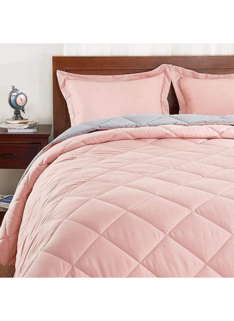 HS DESIGNING DREAMS HS DESIGNING DREAMS Microfiber Reversible AC ComforterBlanket Double Bed Ultra Soft Dual Colour 200 GSM Black Grey Peach Grey  - Image 2