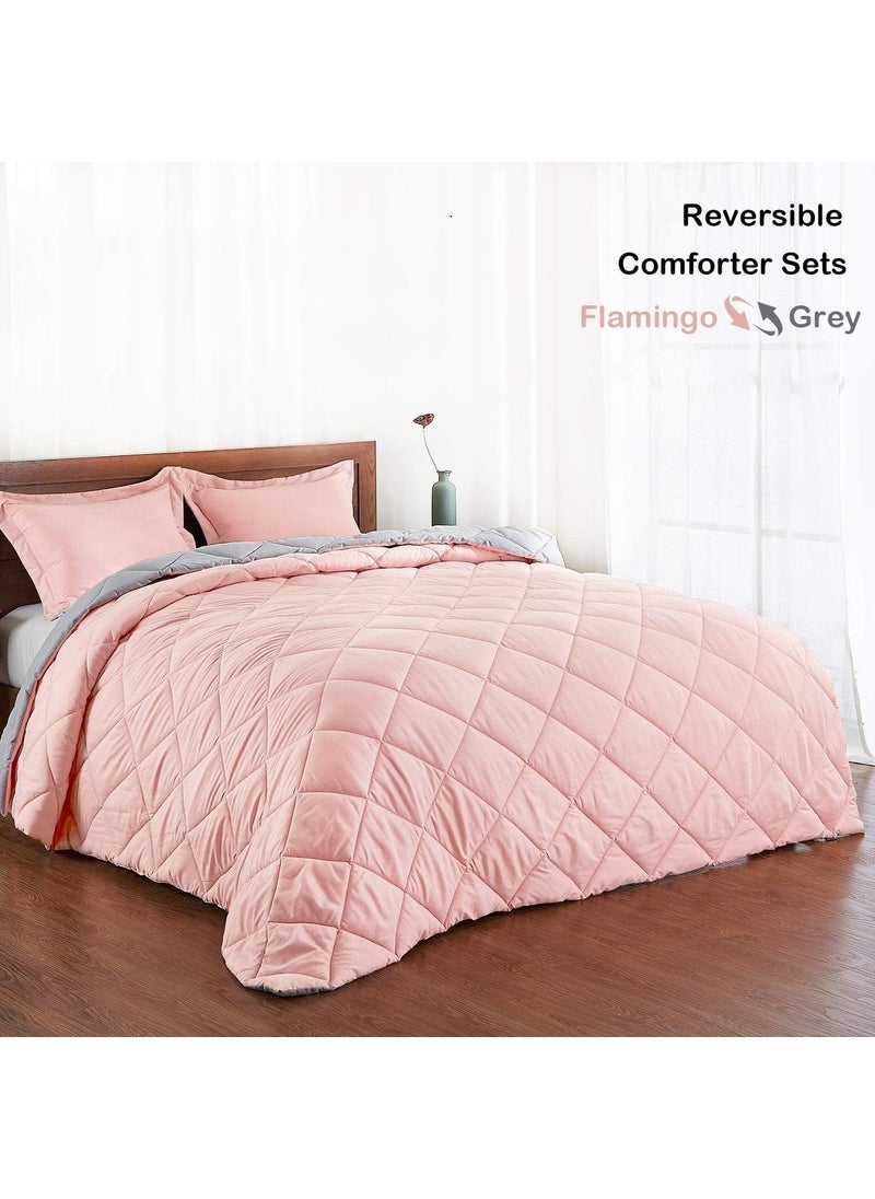 HS DESIGNING DREAMS HS DESIGNING DREAMS Microfiber Reversible AC ComforterBlanket Double Bed Ultra Soft Dual Colour 200 GSM Black Grey Peach Grey  - Image 5