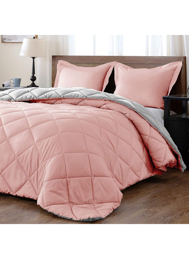 HS DESIGNING DREAMS HS DESIGNING DREAMS Microfiber Reversible AC ComforterBlanket Double Bed Ultra Soft Dual Colour 200 GSM Black Grey Peach Grey  - Image 1