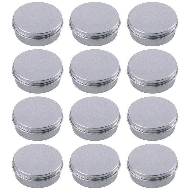 Hulless 1 Ounce Aluminum Tin Jar Refillable Containers 30ml Aluminum Screw Lid Round Tin Container Bottle for Cosmetic,Lip Balm, Cream, 12 Pack. - Image 1