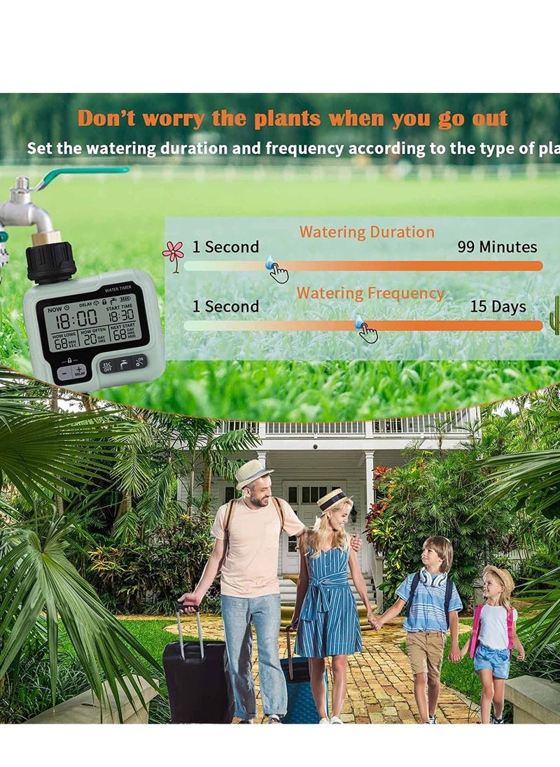 SYOSI - Water Timer Garden Lawn Tap Sprinkler Timer Irrigation System Controller/Child Lock ModeAuto&Manual ModeRain DelayIPX5 Waterproof - Image 1