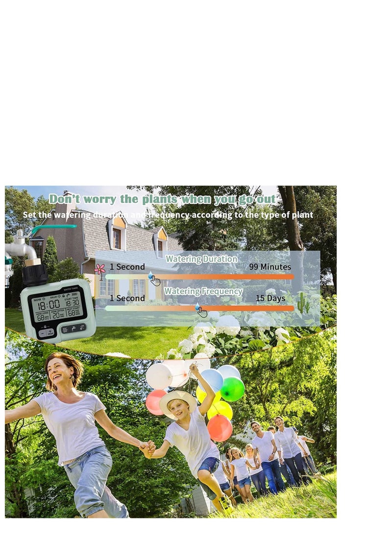 SYOSI - Water Timer Garden Lawn Tap Sprinkler Timer Irrigation System Controller/Child Lock ModeAuto&Manual ModeRain DelayIPX5 Waterproof - Image 1