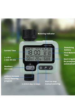 SYOSI Water Timer Garden Lawn Tap Sprinkler Timer Irrigation System Controller/Child Lock ModeAuto&Manual ModeRain DelayIPX5 Waterproof  - Image 2