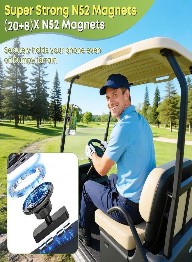 Nedsewor Magnetic Golf Cart Phone Holder for MagSafe iPhone 12–17 & Smartphones, Golf Cart Phone Mount with One-Hand Snap-On, Ideal for Golf Cart Accessories & Gifts, Fits All Magnetic Metal Surfaces - Image 2