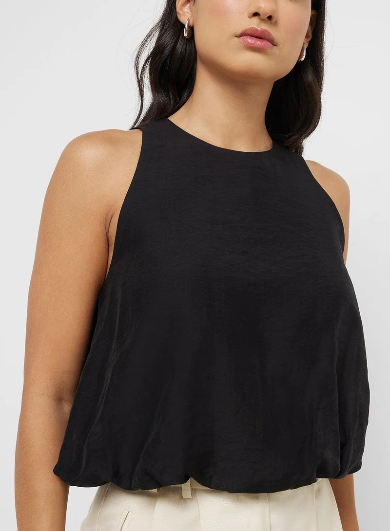 MANGO lyocell-blend top with puffed hem