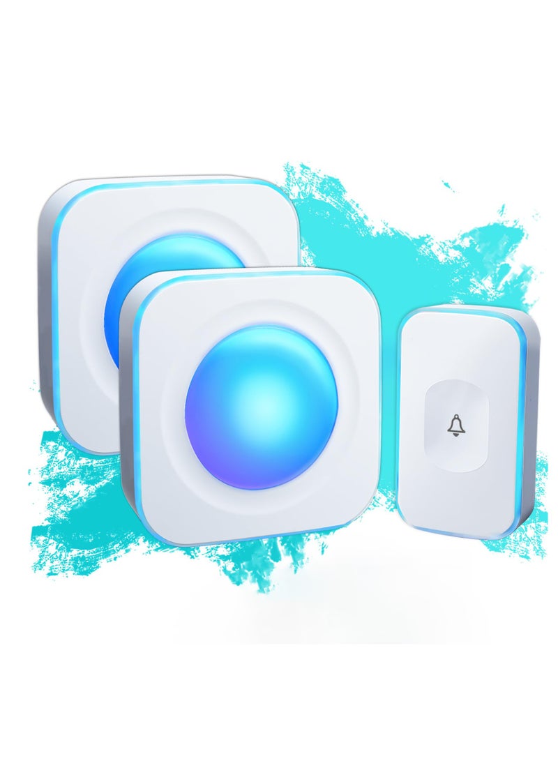 SYOSI Wireless Doorbells for Home Battery Operated Doorbell at 1200 Feet, Mini Waterproof Doorbell with Flashing Light 36 Melodies 4 Volume Levels, 2 Portable Receivers & 1 Touch Button (White)  - Image 1
