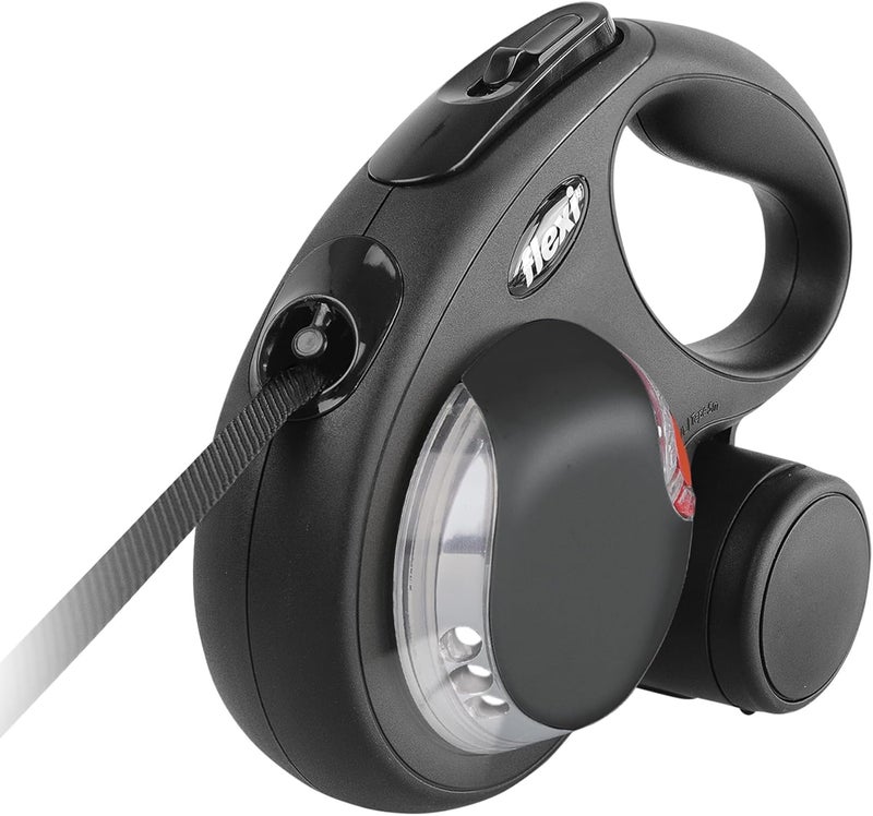 Flexi صندوق فليكسى متعدد الاستخدامات مع حبال قابلة للسحب وحامل أكياس الفضلات ومكافآت الكلاب للتدريب صندوق متعدد الأغراض أسود - Image 3