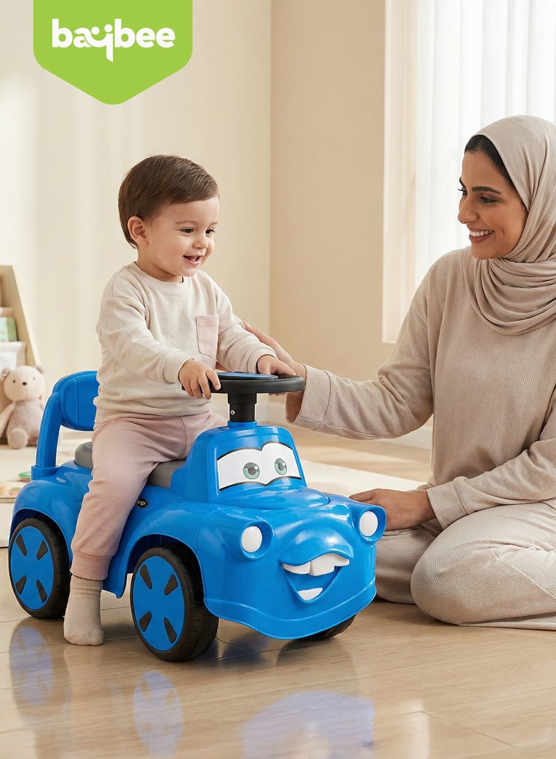 BAYBEE Smiley Baby Ride On Car for Kids with Light & Music, Push Ride On Car for Toddlers with Under Seat Storage & High Backrest | Childrens Ride on Car Toy Cute Baby Car | Durable Baby Push Car for Indoor & Outdoor Use 1 to 3 Years Boy Girl Blue - Image 3