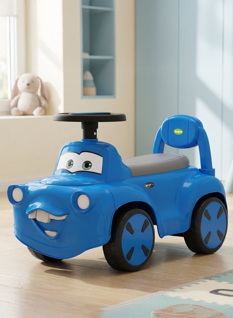 BAYBEE Smiley Baby Ride On Car for Kids with Light & Music, Push Ride On Car for Toddlers with Under Seat Storage & High Backrest | Childrens Ride on Car Toy Cute Baby Car | Durable Baby Push Car for Indoor & Outdoor Use 1 to 3 Years Boy Girl Blue - Image 1