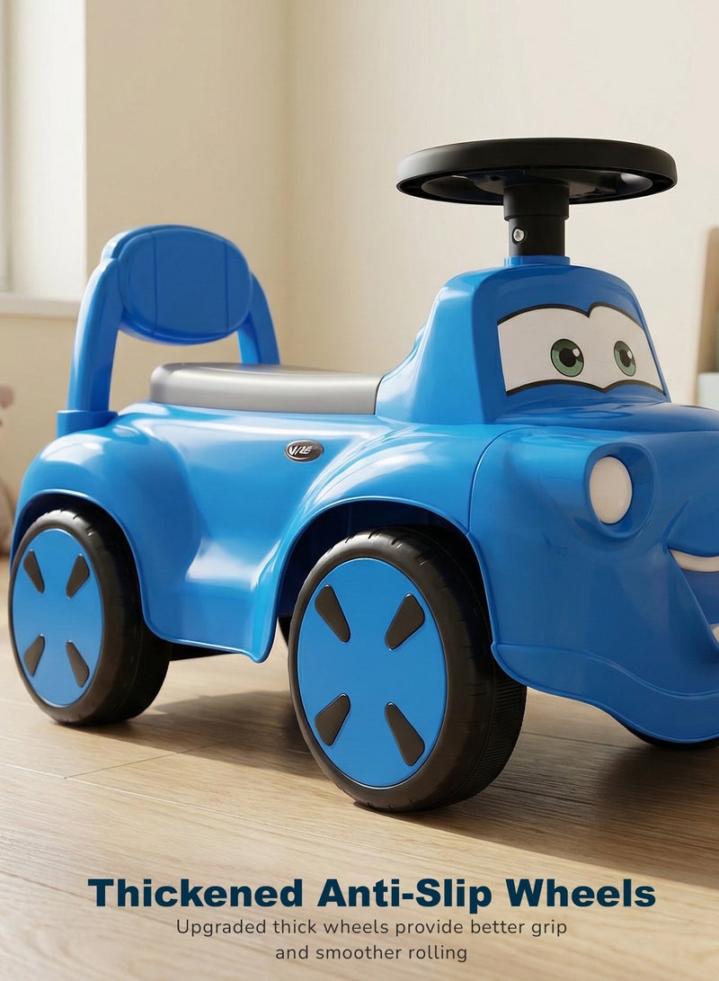 BAYBEE Smiley Baby Ride On Car for Kids with Light & Music, Push Ride On Car for Toddlers with Under Seat Storage & High Backrest | Childrens Ride on Car Toy Cute Baby Car | Durable Baby Push Car for Indoor & Outdoor Use 1 to 3 Years Boy Girl Blue - Image 5