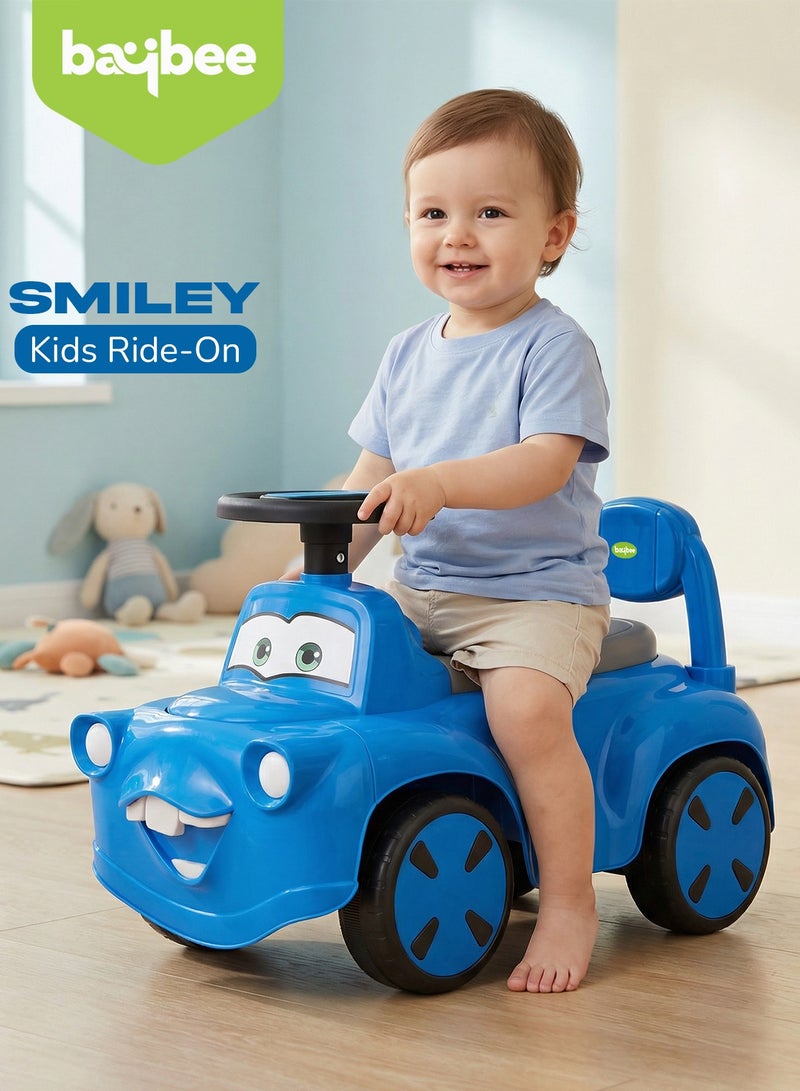 BAYBEE Smiley Baby Ride On Car for Kids with Light & Music, Push Ride On Car for Toddlers with Under Seat Storage & High Backrest | Childrens Ride on Car Toy Cute Baby Car | Durable Baby Push Car for Indoor & Outdoor Use 1 to 3 Years Boy Girl Blue - Image 2