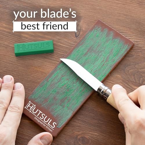 Hutsuls Brown Leather Strop with Compound - Get Razor-Sharp Edges with Stropping Kit, Green Honing Compound & Vegetable Tanned Two Sided Knife Sharpener Step-by-Step Guide Included - Image 4