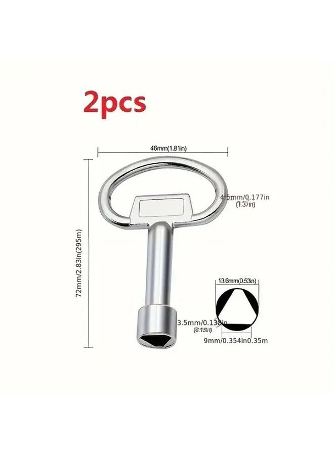 Large and Small Triangular Keys 2pcs Multi Purpose Wrench for Water Valve Motor Box and Elevator Door Lock - Image 3