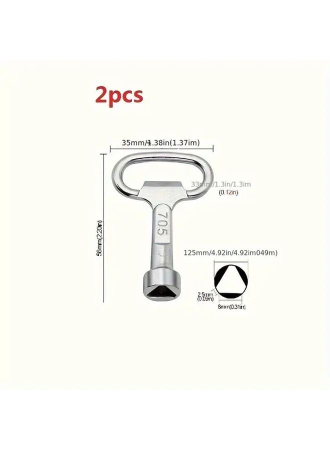Large and Small Triangular Keys 2pcs Multi Purpose Wrench for Water Valve Motor Box and Elevator Door Lock - Image 4
