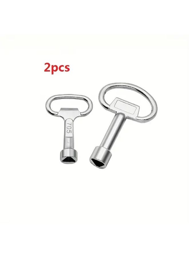 Large and Small Triangular Keys 2pcs Multi Purpose Wrench for Water Valve Motor Box and Elevator Door Lock - Image 2