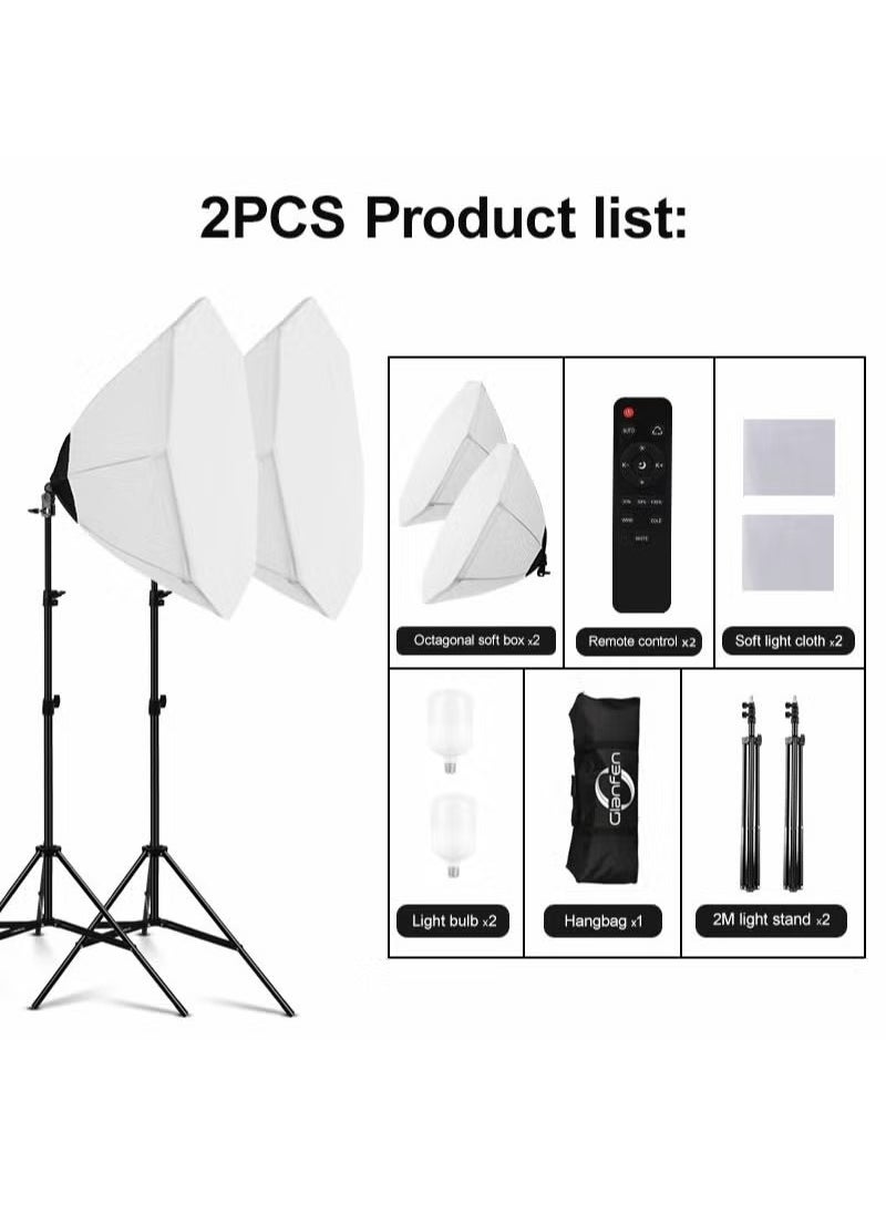 XiuWoo - Photography Soft Box Lighting Kit with 2 Pcs 280W 3 Colors Bulbs Soft Boxes and Carry Bag for Portrait Product Shooting - Image 1
