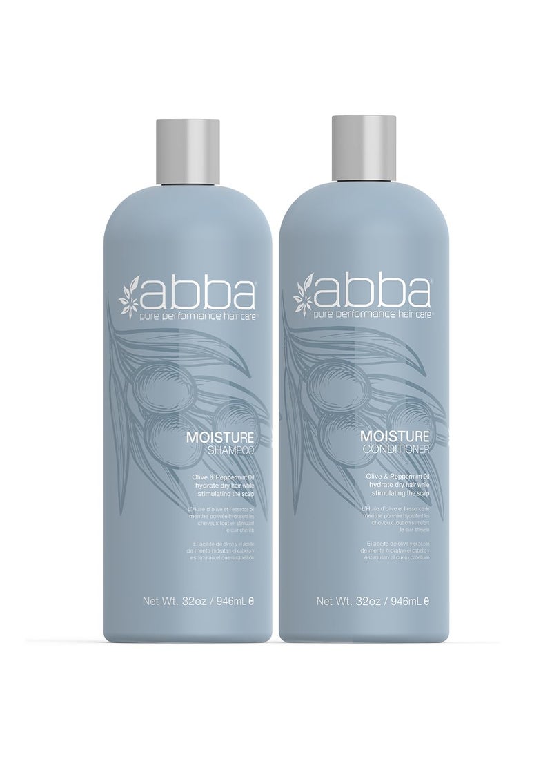 ABBA ABBA - Pure Moisture Shampoo & Conditioner Duo - Olive Butter & Peppermint Oil, 32 fl oz Each 