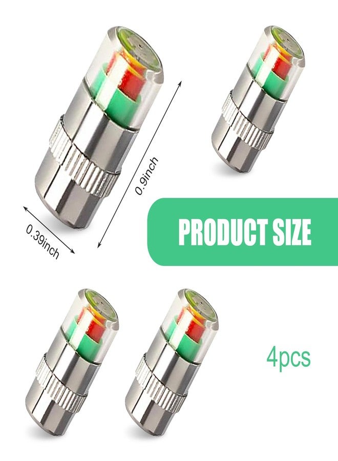 MOXRUQ 4 PCS Car Tire Pressure Monitor Valve Stem Caps, 2.4Bar 36PSI Tire Pressure Monitor Sensor Indicator, 3 Color Eye Alert Tire Pressure Monitor Valve Caps with Pressure Gauge, Fit for Most Cars - Image 2