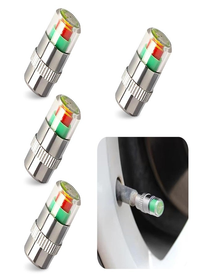 MOXRUQ 4 PCS Car Tire Pressure Monitor Valve Stem Caps, 2.4Bar 36PSI Tire Pressure Monitor Sensor Indicator, 3 Color Eye Alert Tire Pressure Monitor Valve Caps with Pressure Gauge, Fit for Most Cars - Image 1