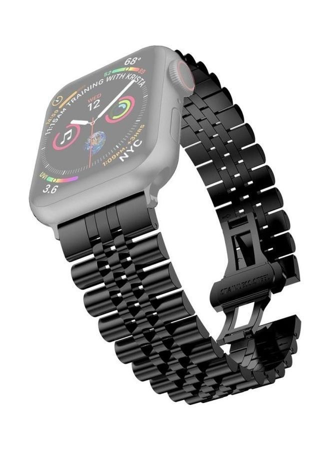 NIBEMINENT Replacement Strap Watchband For Apple Watch Series 7 45mm/6 & SE 5 4 44mm/3 2 1 42mm Black - Image 1