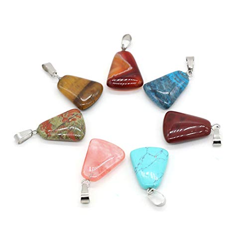 LE SKY 20 Pcs natural stone pendants trapezoid shape mixed color chakra semi-precious gemstone charms for jewelry making - Image 3