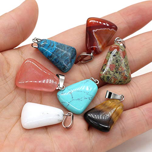 LE SKY 20 Pcs natural stone pendants trapezoid shape mixed color chakra semi-precious gemstone charms for jewelry making - Image 2