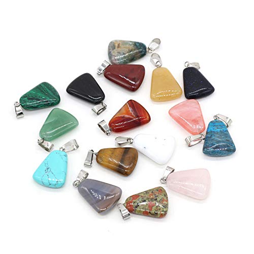 LE SKY 20 Pcs natural stone pendants trapezoid shape mixed color chakra semi-precious gemstone charms for jewelry making - Image 5