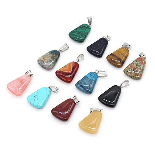 LE SKY 20 Pcs natural stone pendants trapezoid shape mixed color chakra semi-precious gemstone charms for jewelry making - Image 4